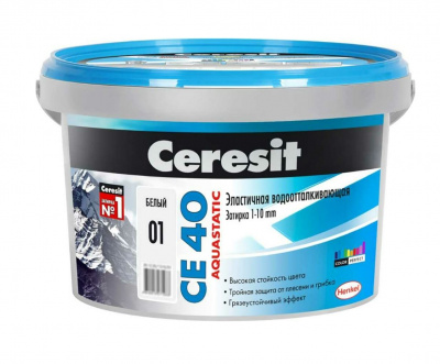 Затирка Ceresit Aquastatic СE 40 белая №01 ведро 2 кг